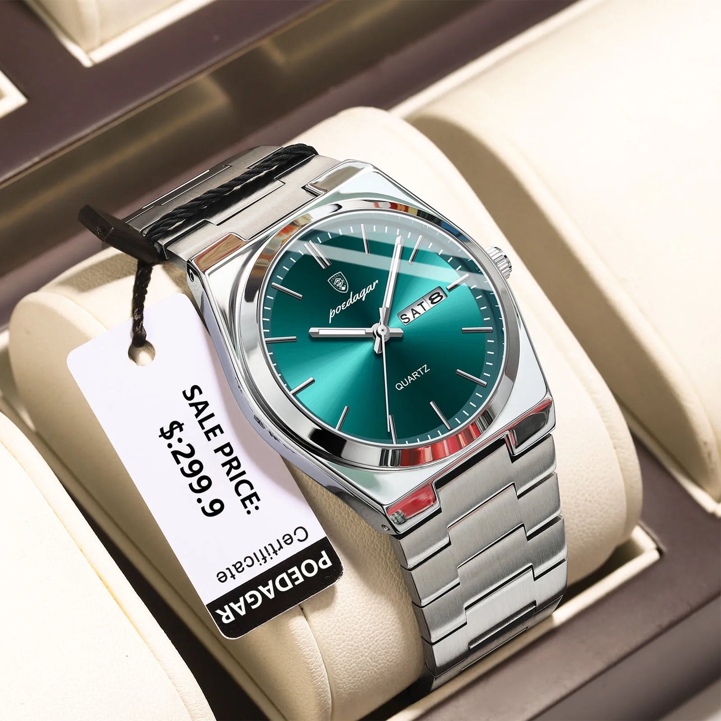POEDAGAR Luxury Stainless Steel Waterproof Men’s Quartz Watch