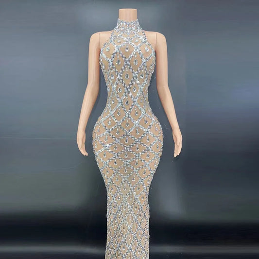 Sparkly Silver Rhinestone Prom & Evening Gown – Luxe Edition