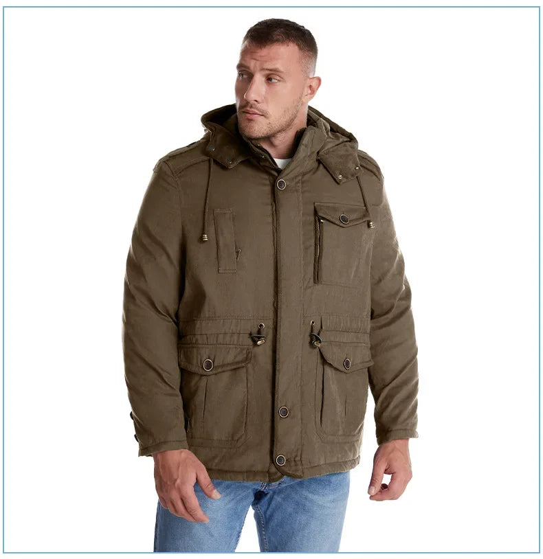 Thickened Multi-Pocket Mid-Length Casual Coat