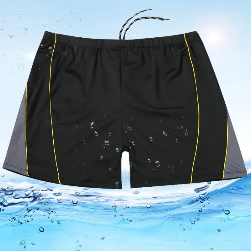 Men's Elastic Swim Trunks Plus Size Beach Surfing Boxer Shorts