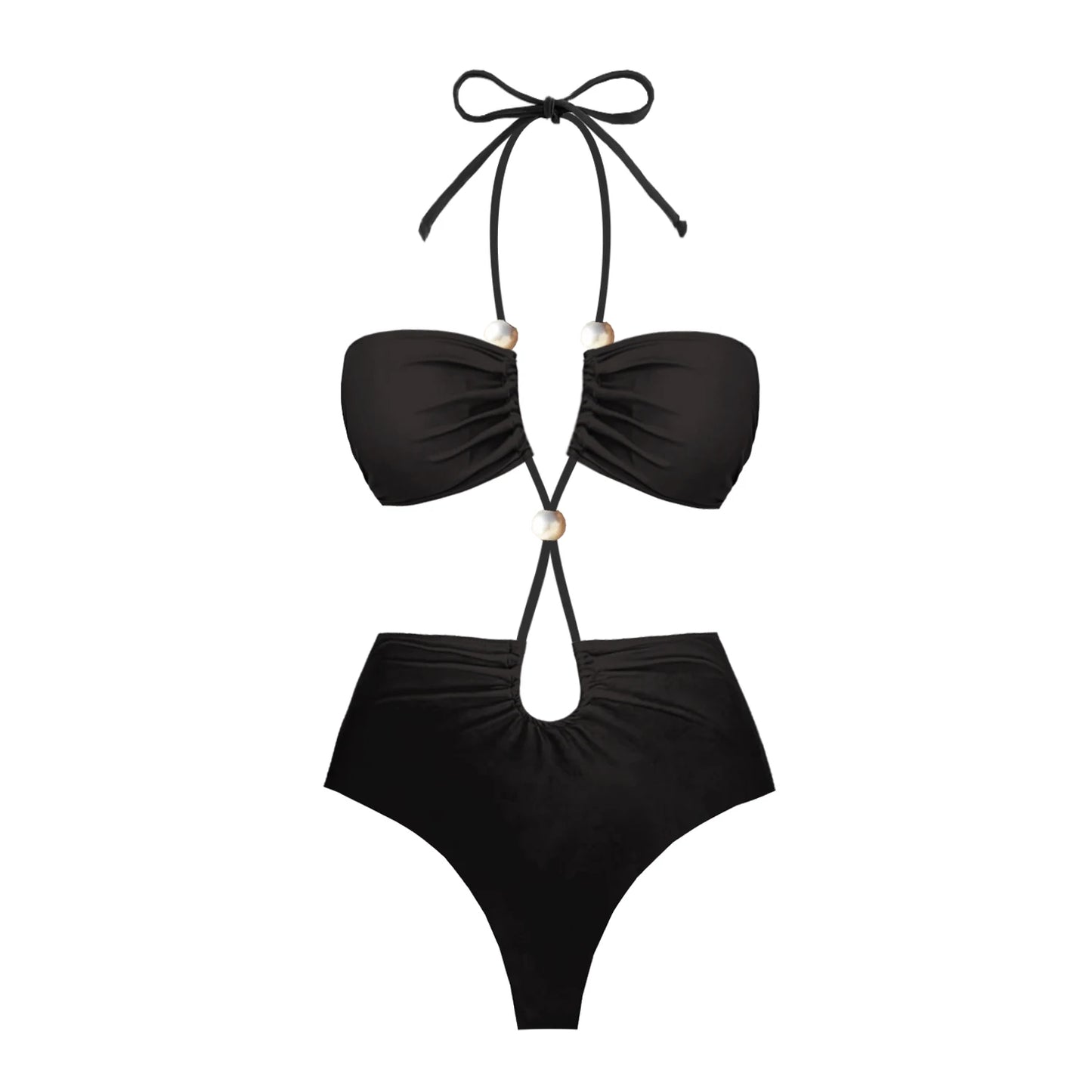 3Pcs White Pearl Bikini Set with Cover-Up