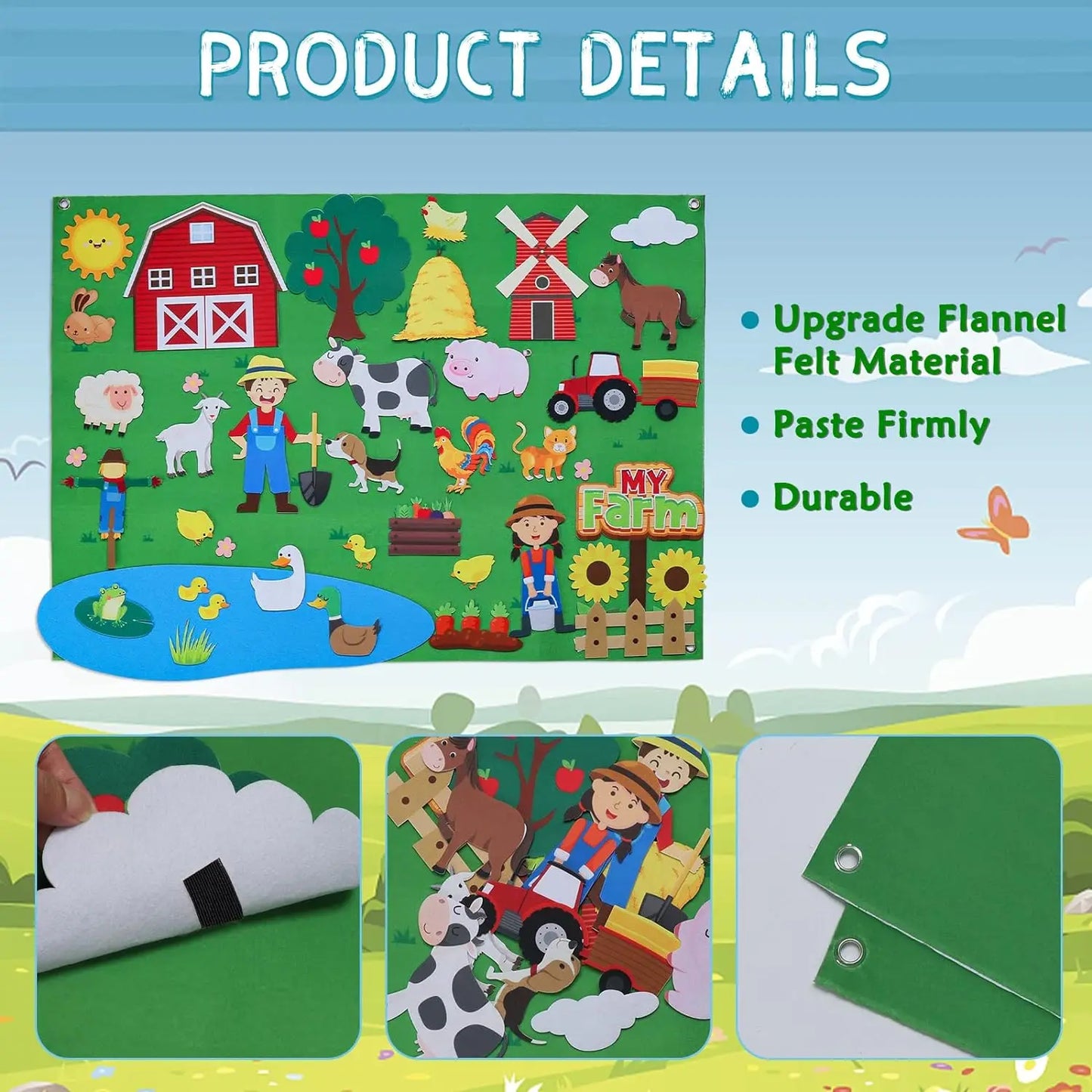 Felt Story Board Set Toy – Farm Animals Interactive Play Mat