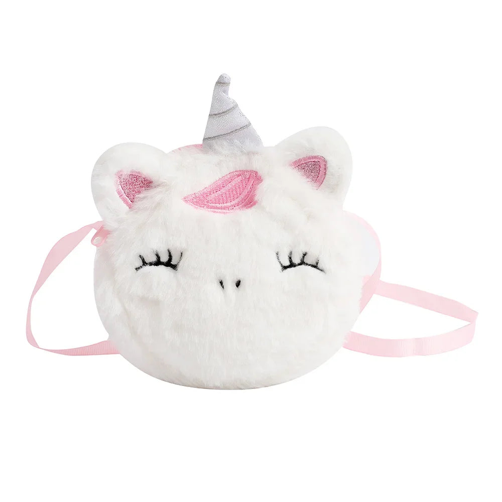 Cartoon Unicorn Plush Shoulder Bag for Toddler Girls