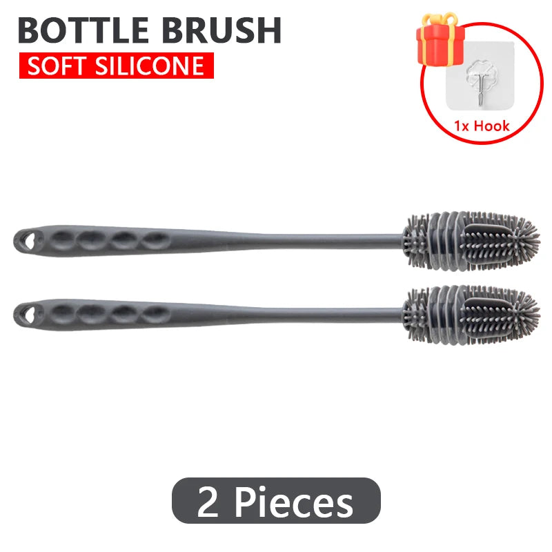 Silicone Baby Bottle Cleaning Brush Long Handle Cup Scrubber for Home Use