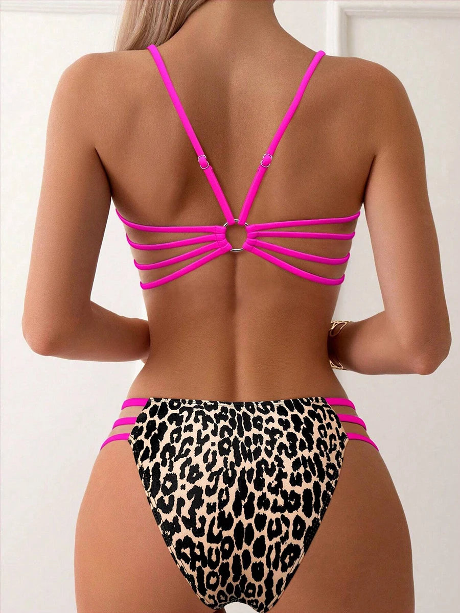 Leopard Print Micro Bikini Set for Women High Waist Brazilian Swimwear