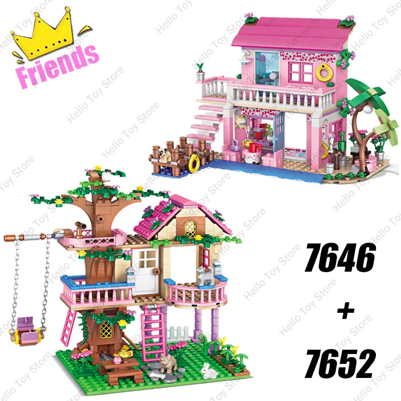 Girls Friendship Tree House Villa Castle Building Blocks