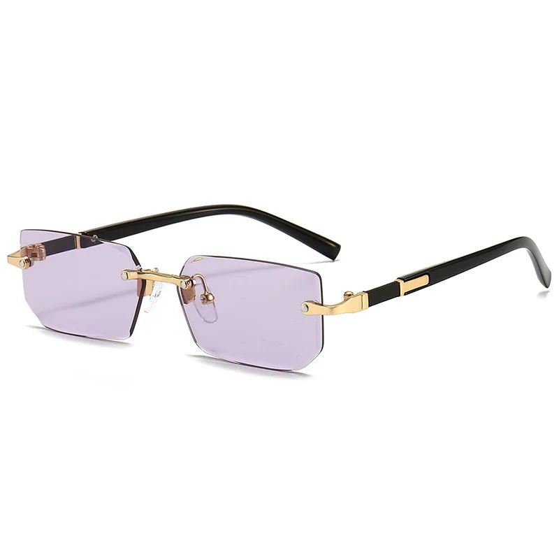 Rimless Square Sunglasses for Men and Women UV400 Summer Travel Shades