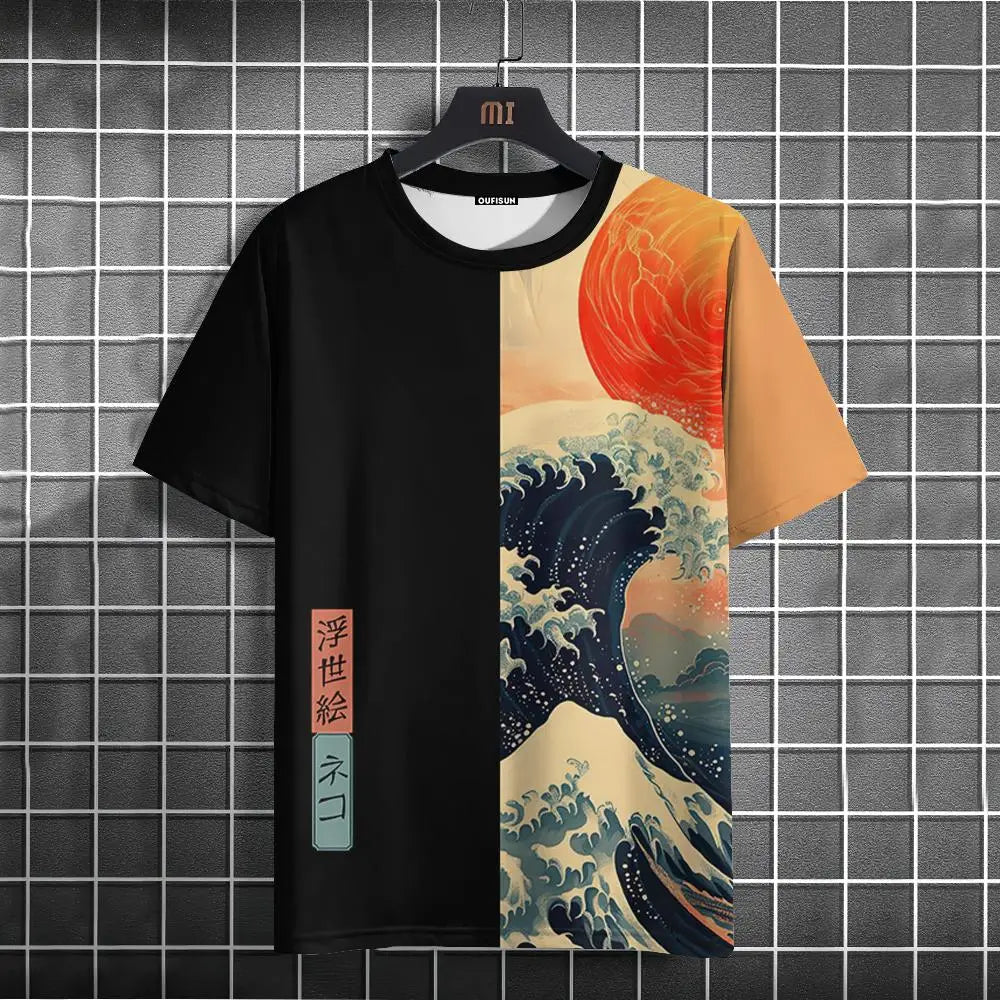 Unisex Japanese Samurai Cat 3D Printed T-shirt