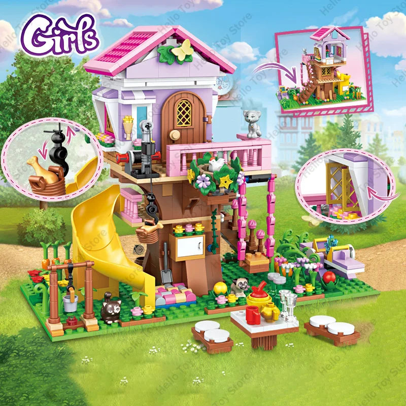 Girls Friendship Tree House Villa Castle Building Blocks