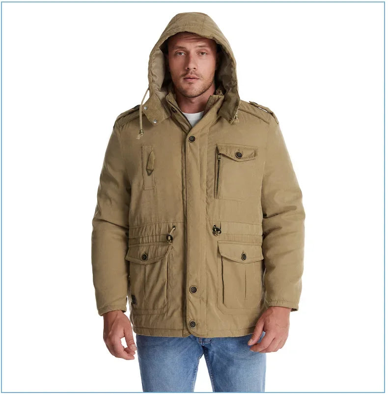 Thickened Multi-Pocket Mid-Length Casual Coat