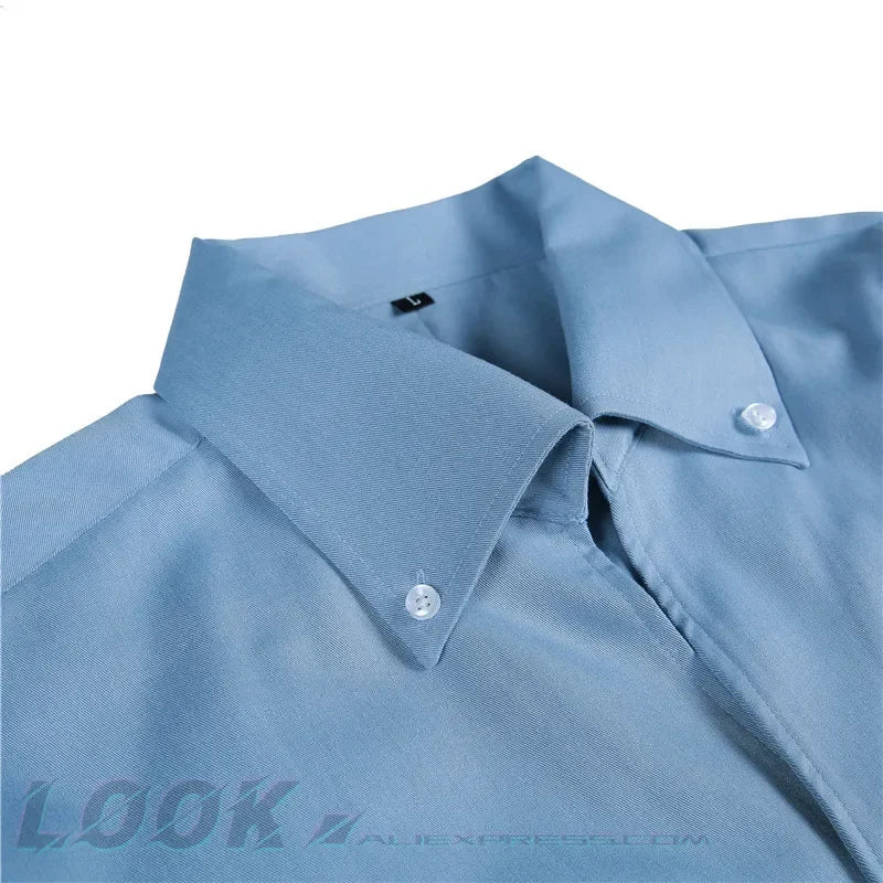 Men's Slim-Fit Italian Collar Shirt - Wrinkle-Free & Stylish