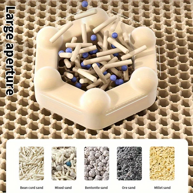 Large Waterproof Cat Litter Mat with Double Layer Honeycomb Design