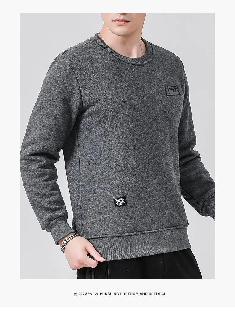 Winter Sweatshirt Men Long Sleeves Fleece Lined Warm Sweatshirt