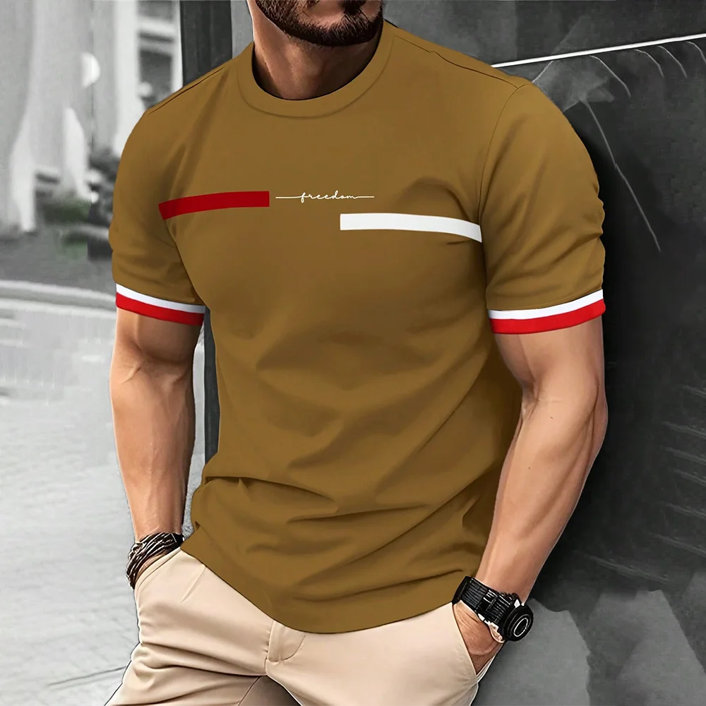 3D Stripe Letter Print Men's Hip Hop T-Shirt