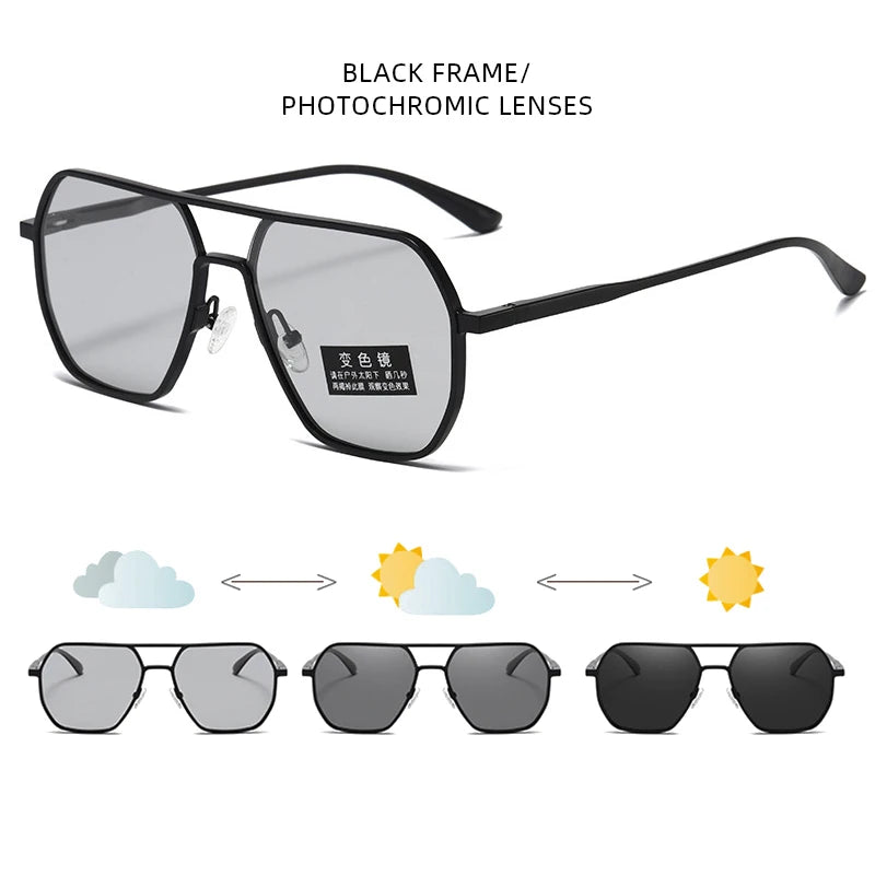 Luxury Photochromic Polarized Sunglasses for Men and Women UV400 Metal Frame