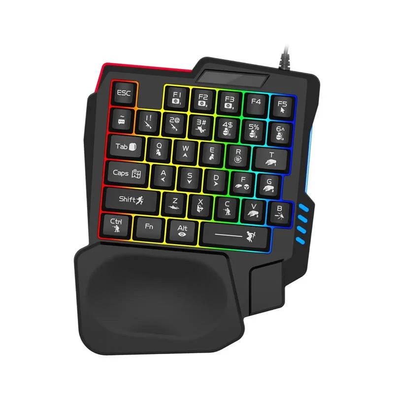 Ergonomic One-Handed RGB Gaming Keyboard – 35-Key USB Wired Mini Keypad