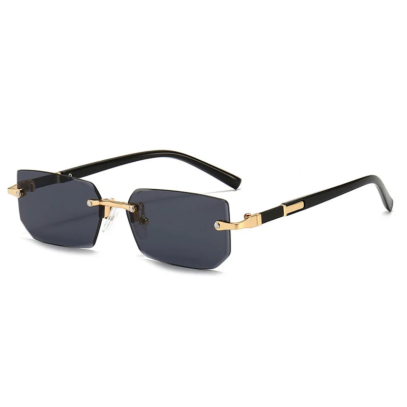 Rimless Square Sunglasses for Men and Women UV400 Summer Travel Shades