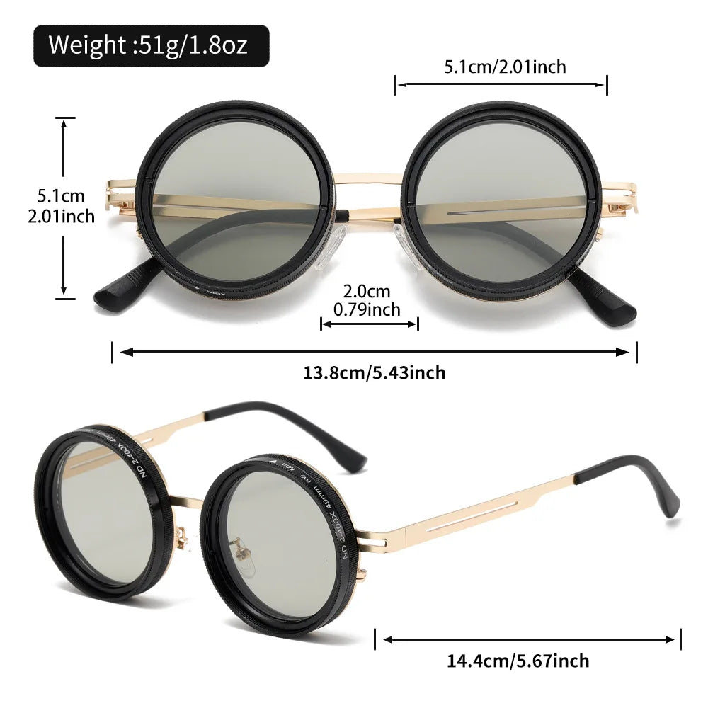 ND9 Adjustable Polarized Round Sunglasses for Men and Women UV400