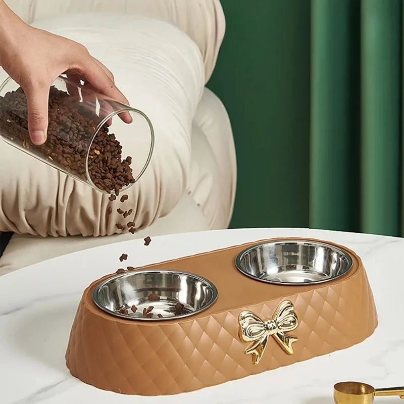 Double Pet Food and Water Bowl for Dogs and Cats Non-Slip Design