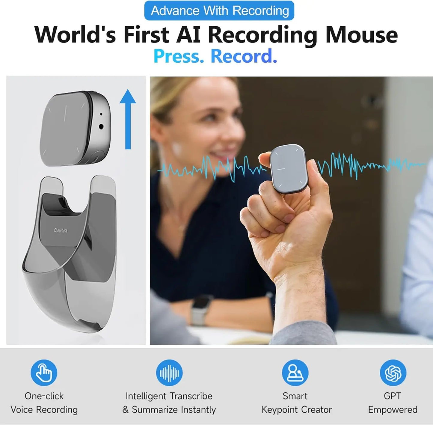 Cheerdots 2 AI Wireless Air Mouse & Touchpad with Voice Recording