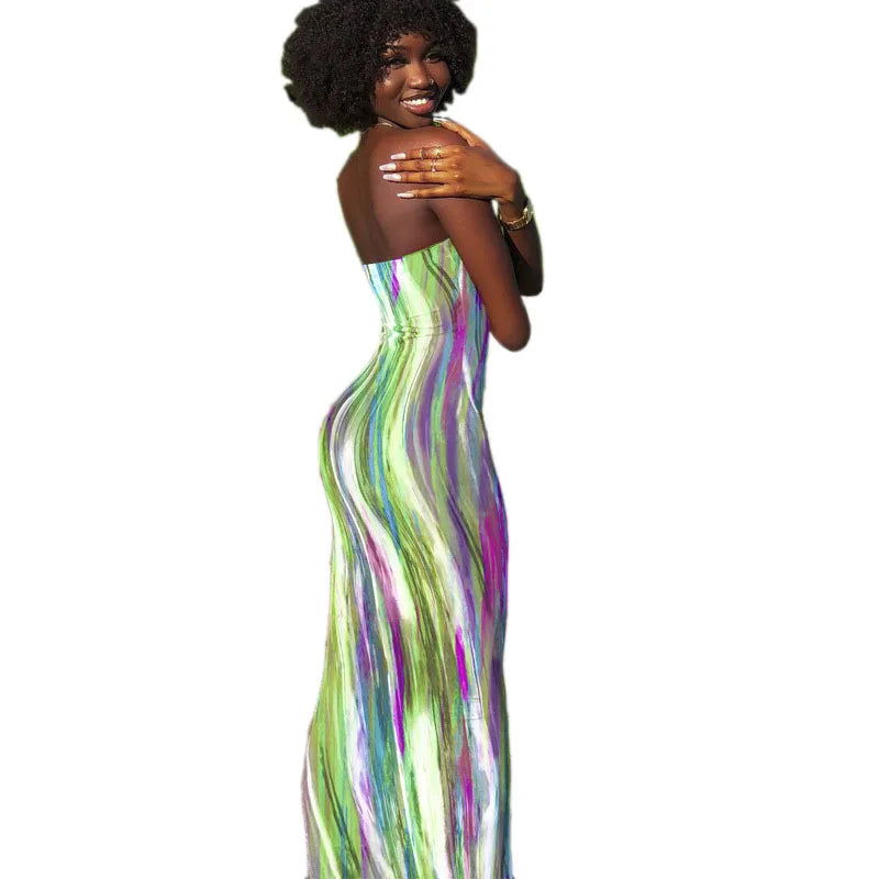 Sexy Slim Fit Printed Bandage Long Dress