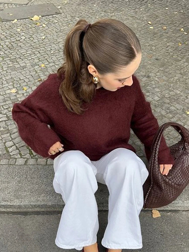 Retro Knit Pullover for Women – Casual Loose Sweater