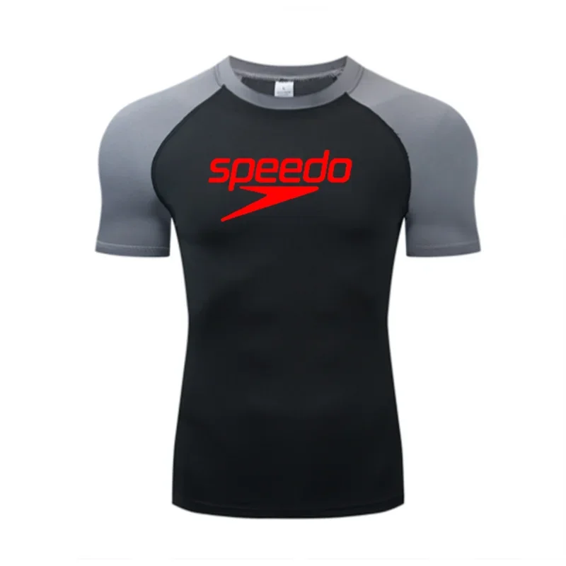 Men's UV Protection Surf Rash Guard Diving Suit Short Sleeve Swimwear
