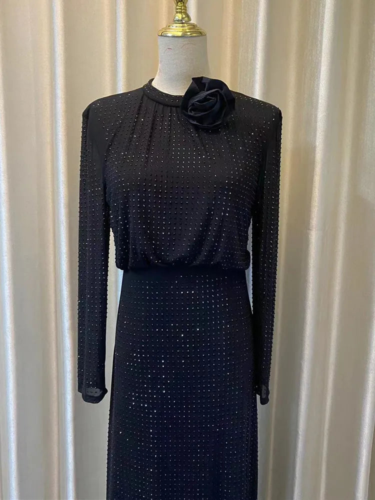 SMTHMA Luxury Rhinestone Party Dress for Women