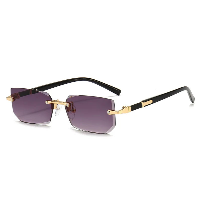 Rimless Square Sunglasses for Men and Women UV400 Summer Travel Shades