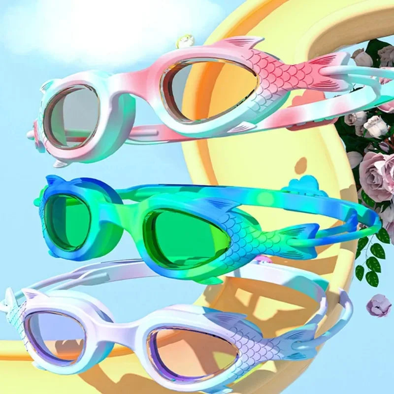 Kids Silicone Swimming Goggles with Cap for Boys and Girls Water Sports