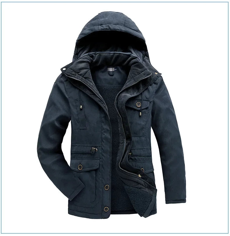 Thickened Multi-Pocket Mid-Length Casual Coat