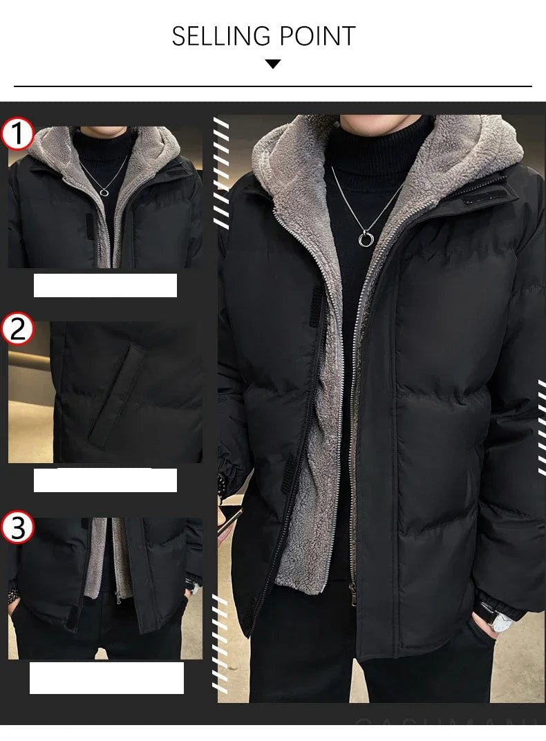 TFETTERS Autumn Winter Zip-up Hooded Parka Jacket