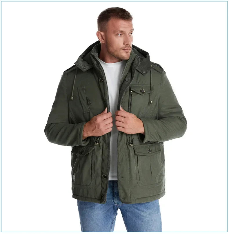 Thickened Multi-Pocket Mid-Length Casual Coat