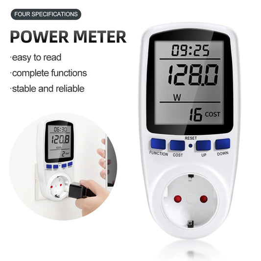 Digital Voltage & Power Meter – Energy Consumption Monitor with Multi-Plug Support