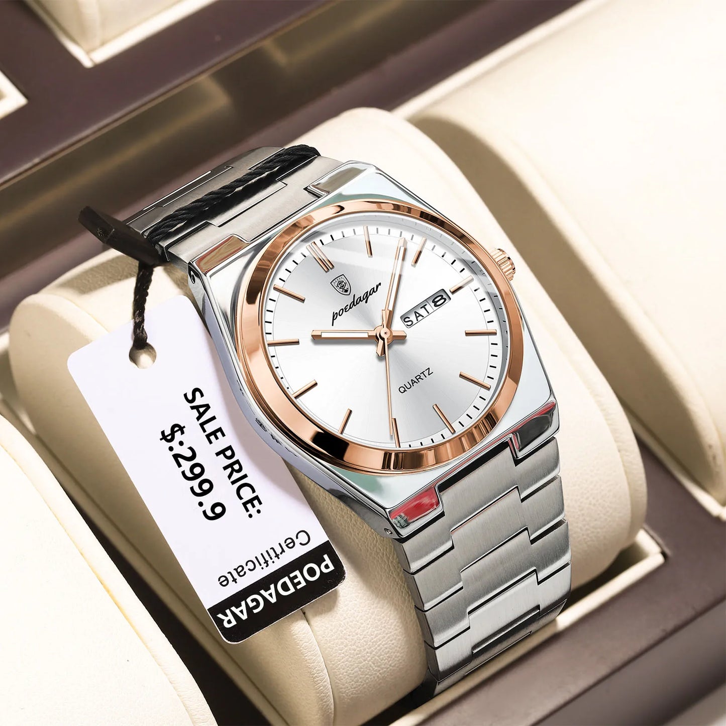 POEDAGAR Luxury Stainless Steel Waterproof Men’s Quartz Watch