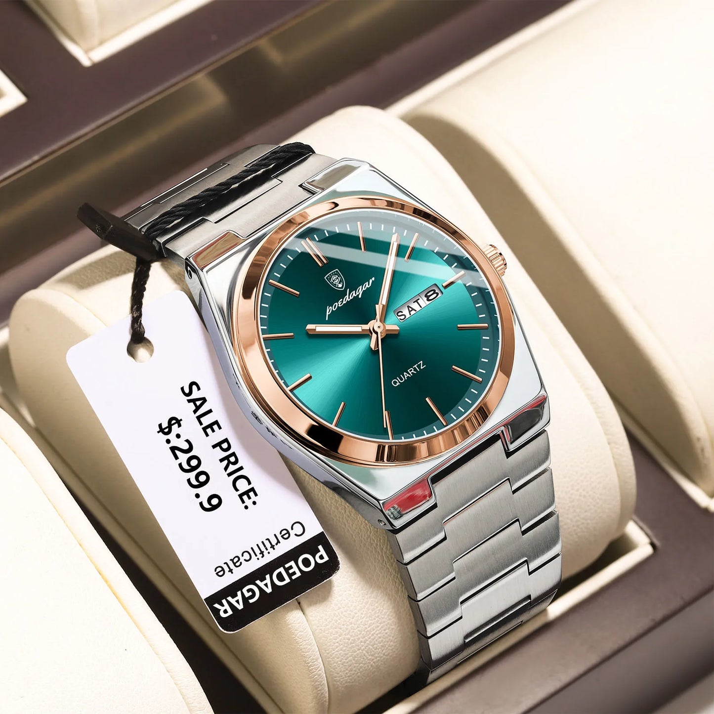 POEDAGAR Luxury Stainless Steel Waterproof Men’s Quartz Watch