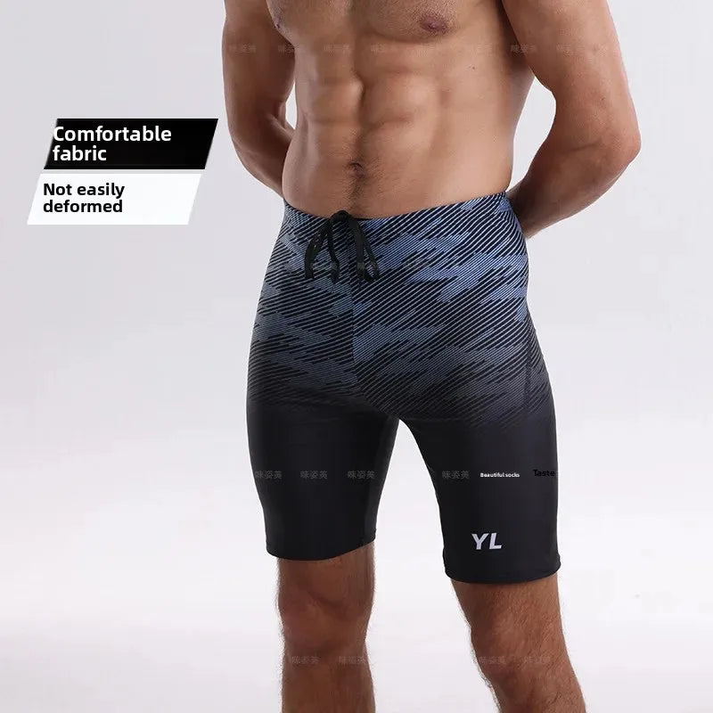 Men’s Quick-Dry Flat Angle Swim Shorts for Surfing and Swimming