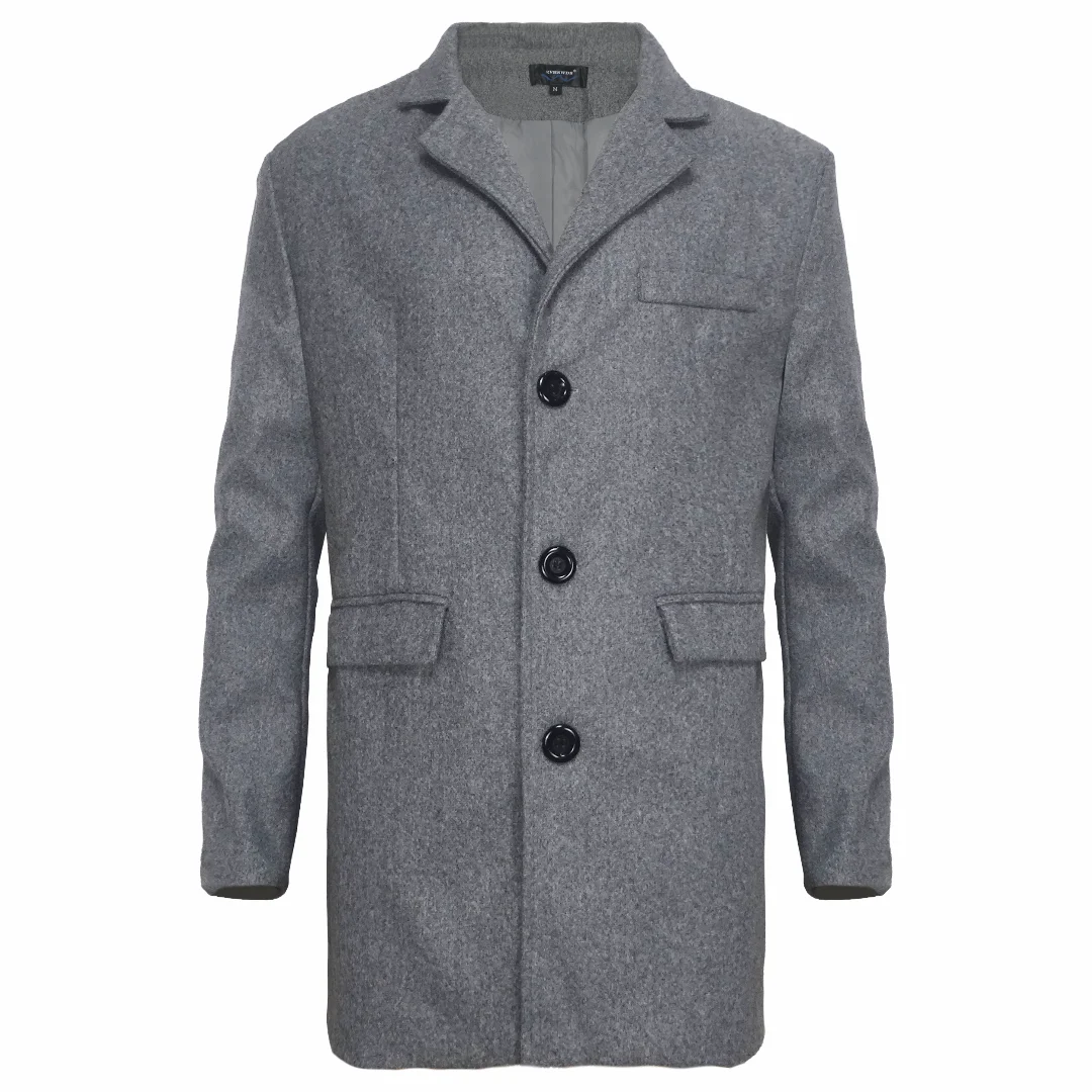 Men's Wool Lapel Trench Coat Single-Breasted England Style