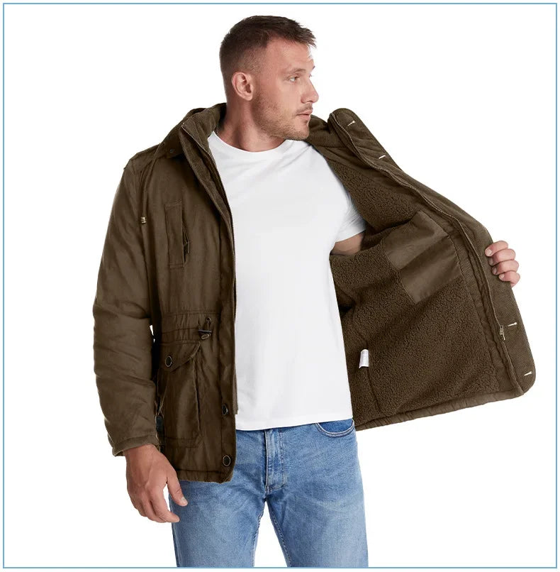 Thickened Multi-Pocket Mid-Length Casual Coat