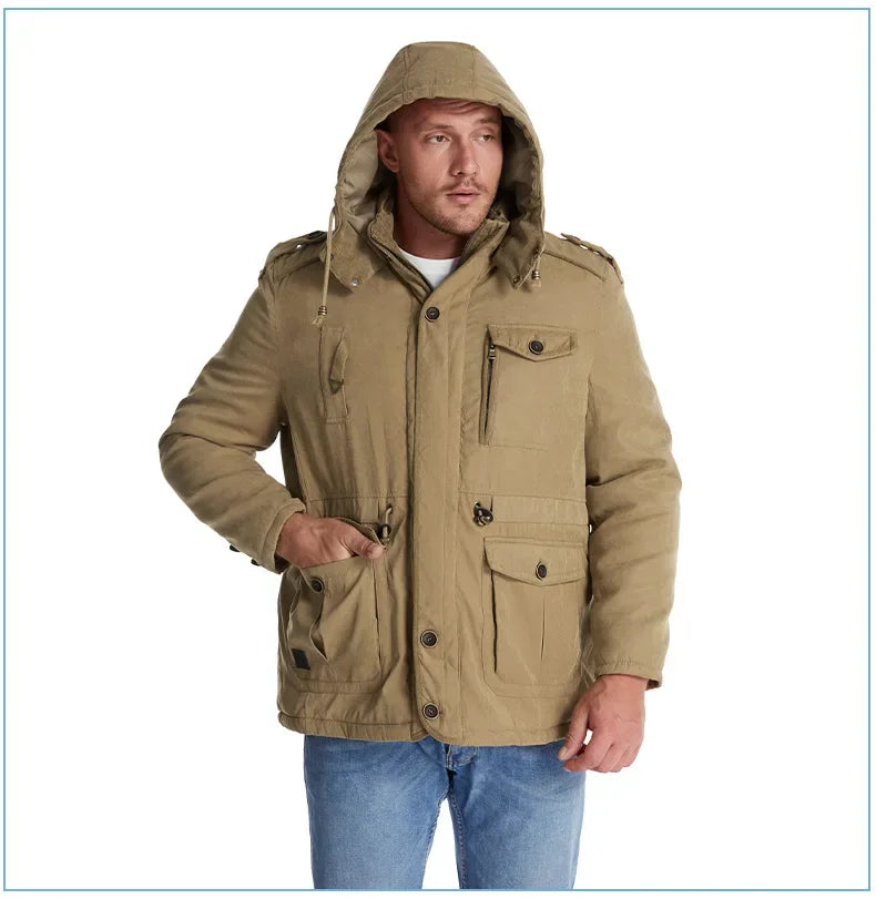 Thickened Multi-Pocket Mid-Length Casual Coat