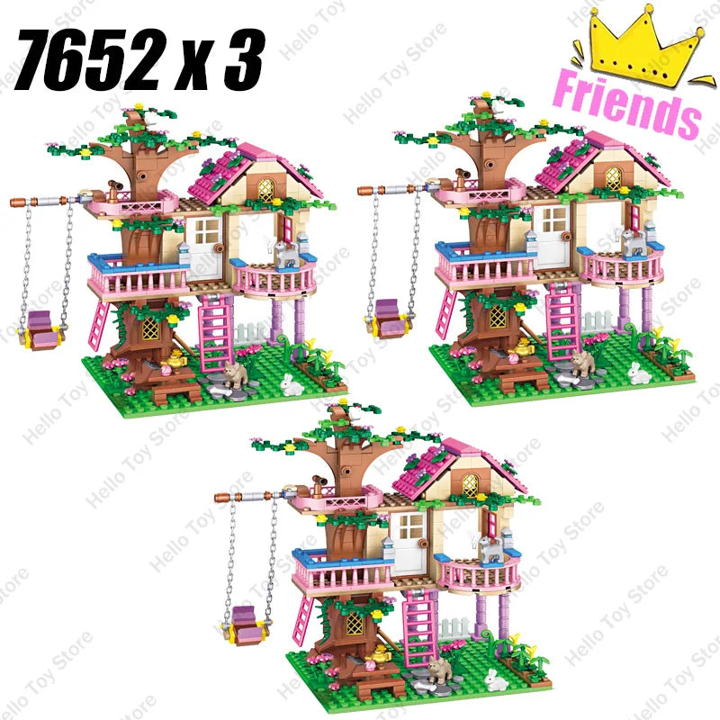 Girls Friendship Tree House Villa Castle Building Blocks