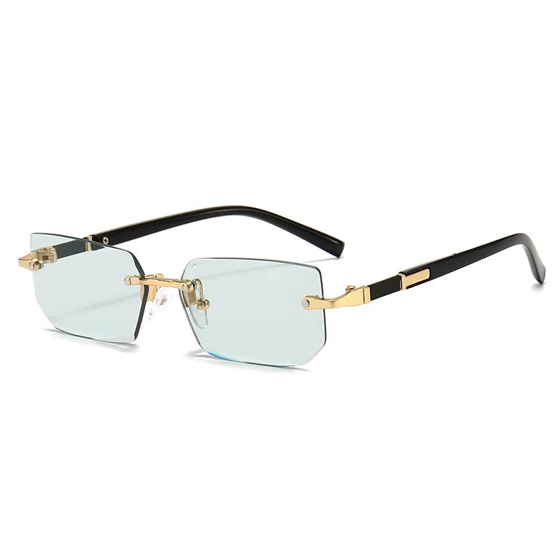 Rimless Square Sunglasses for Men and Women UV400 Summer Travel Shades