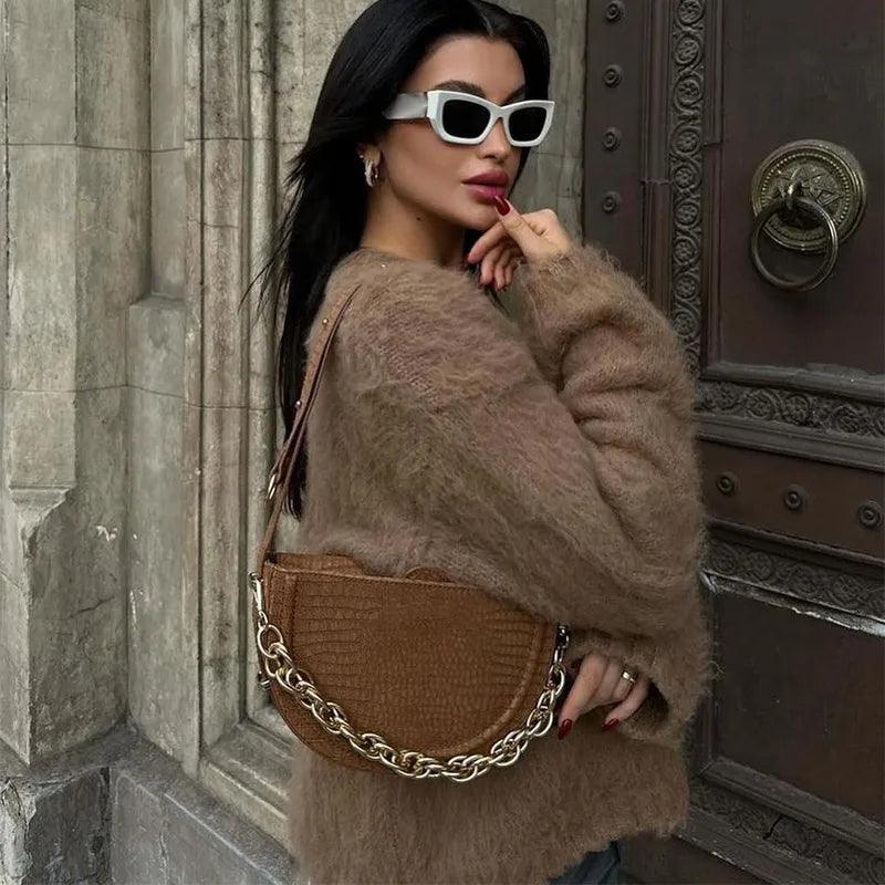 Retro Knit Pullover for Women – Casual Loose Sweater