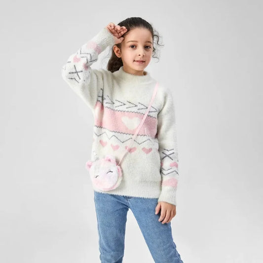 Cartoon Unicorn Plush Shoulder Bag for Toddler Girls