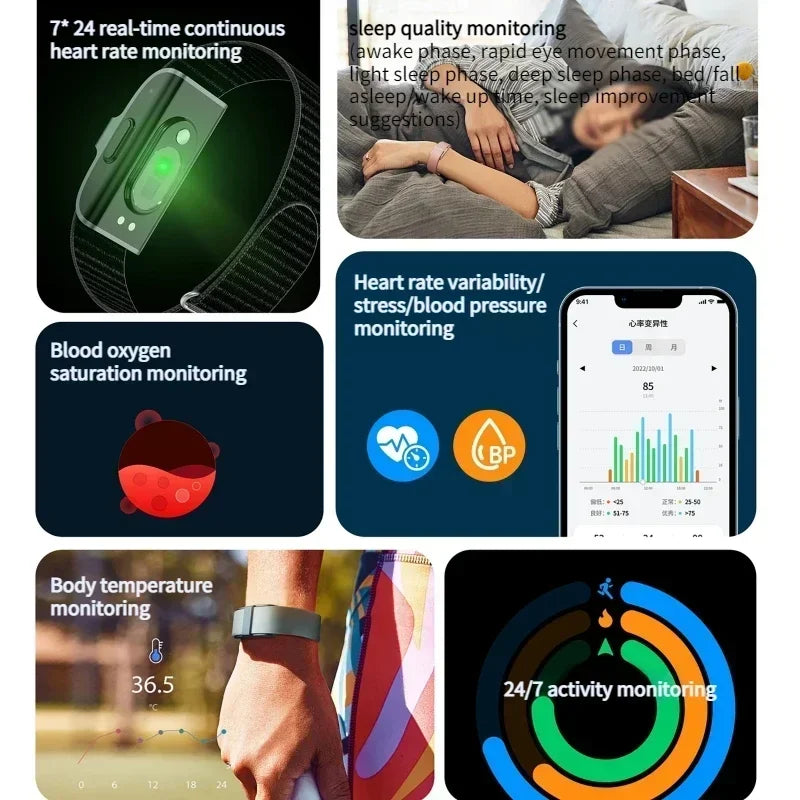 2208A Smart Fitness Bracelet – Heart Rate, Blood Pressure & Activity Tracker