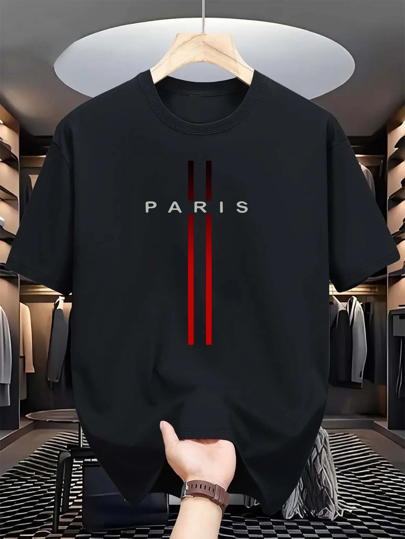 Men’s 100% Cotton Paris Print T-Shirt – Casual Summer Tee