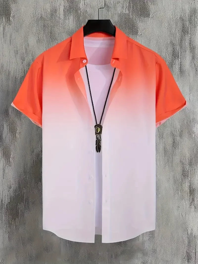 Gradient 3D Printed Men's Summer Beach Shirt