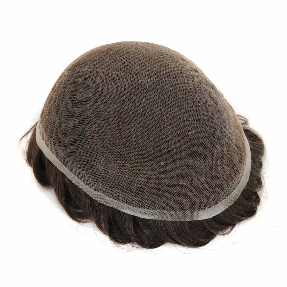 Topunique Full Swiss Lace Men’s Toupee – 90% Light to Medium Light Density