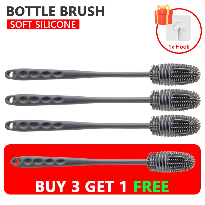 Silicone Baby Bottle Cleaning Brush Long Handle Cup Scrubber for Home Use