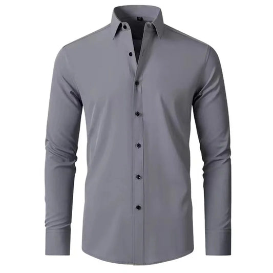 Luxury Men's Long-Sleeved Shirt - Ice Silk Poplin